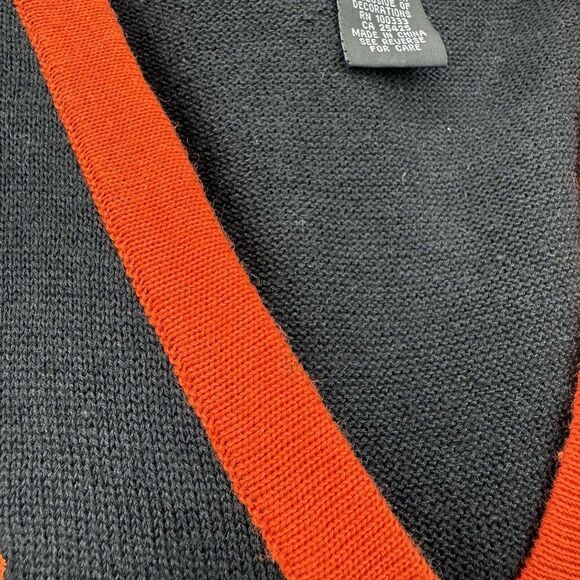 Terazzo Women’s Large Black Cardigan Paw Print Sweater Orange Trim Dog Cat - Picture 8 of 13